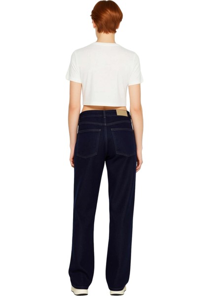 Kadın Koyu Straight Kesim Denim Pantolon Fonksiyonel Dayanıklı Kaliteli Konforlu Estetik Şık indirimleri