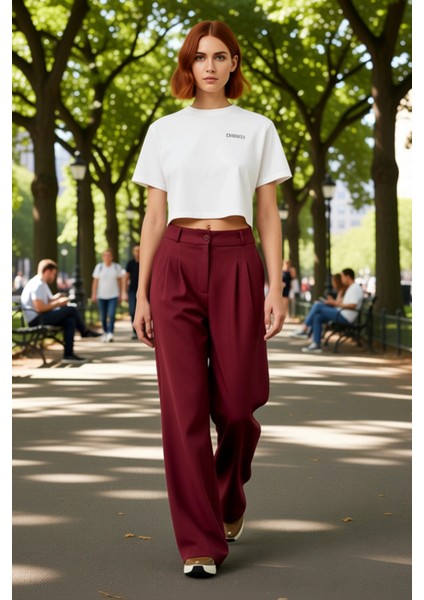 Kadın Pilili Geniş Paça Dokuma Pantolon Fonksiyonel Dayanıklı Kaliteli Konforlu Estetik Şık fiyatları