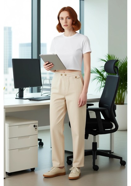 Kadın Yüksek Bel Geniş Paça Keten Pantolon Kemer Detaylı Fonksiyonel Dayanıklı Kaliteli Şık modelleri