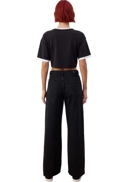 Kadın Yüksek Bel Bol Paça Denim Pantolon Fonksiyonel Dayanıklı Kaliteli Konforlu Estetik Şık fiyatları