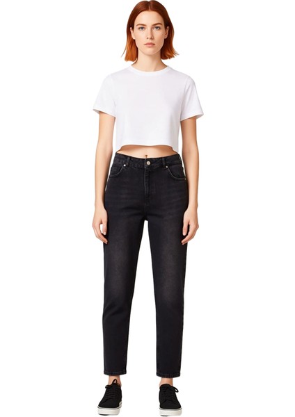 Kadın Yüksek Bel Rahat Kesim Kot Pantolon Fonksiyonel Dayanıklı Kaliteli Konforlu Estetik Şık fırsatları