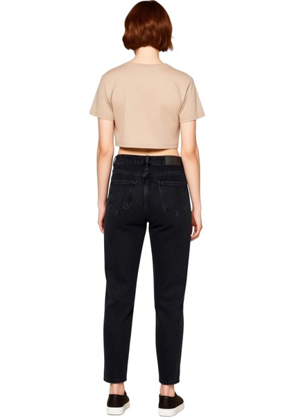 Kadın Yüksek Bel Rahat Kesim Kot Pantolon Fonksiyonel Dayanıklı Kaliteli Konforlu Estetik Şık indirimleri