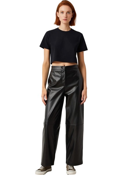 Kadın Suni Deri Şalvar Kesim Pantolon Fonksiyonel Dayanıklı Kaliteli Konforlu Estetik Spor fırsatları