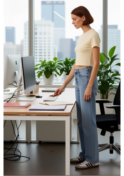 Kadın Straight Kesim Denim Pantolon Fonksiyonel Dayanıklı Kaliteli Konforlu Estetik Modern fiyatları