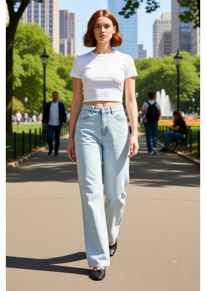 Kadın Açık Wide Leg Kot Pantolon Yüksek Bel Fonksiyonel Dayanıklı Kaliteli Konforlu Modern fırsatları