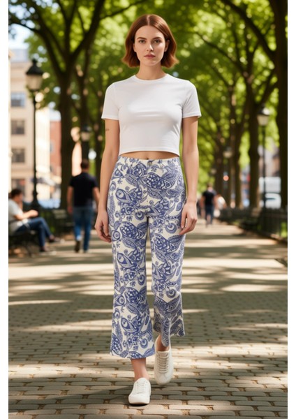 Kadın Etnik Desenli Culotte Denim Pantolon Fonksiyonel Dayanıklı Kaliteli Konforlu Estetik fırsatları