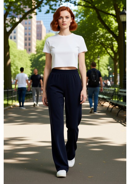 Kadın Yüksek Bel Esnek Kesim Geniş Paça Pantolon Fonksiyonel Dayanıklı Kaliteli Konforlu Şık fiyatları