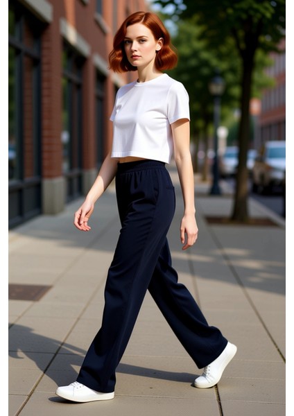 Kadın Yüksek Bel Esnek Kesim Geniş Paça Pantolon Fonksiyonel Dayanıklı Kaliteli Konforlu Şık modelleri