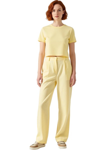 Kadın Yüksek Bel Keten Palazzo Pantolon Fonksiyonel Dayanıklı Kaliteli Konforlu Estetik Şık fırsatları