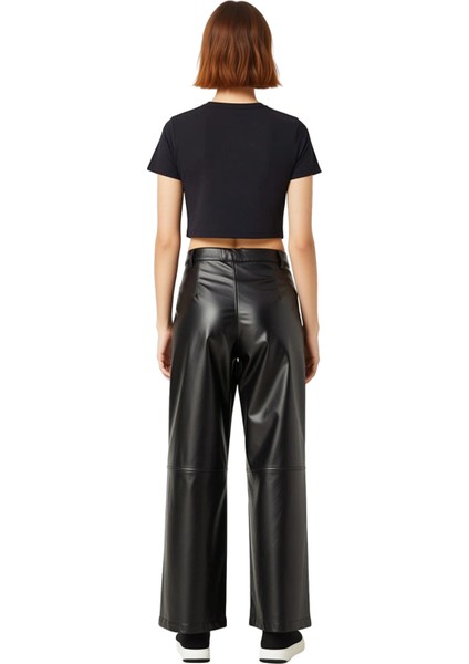 Kadın Suni Deri Geniş Kesim Pantolon Fonksiyonel Dayanıklı Kaliteli Konforlu Estetik Rahat indirimleri