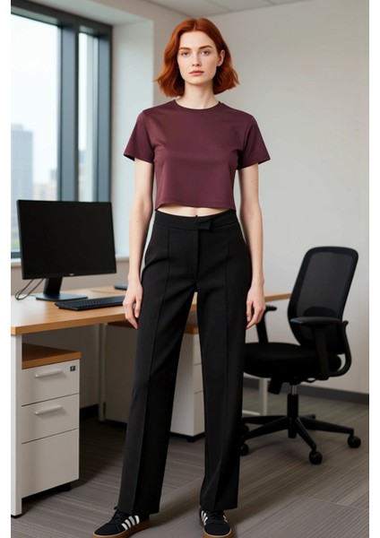 Kadın Düz Kesim Yüksek Bel Pantolon Fonksiyonel Dayanıklı Kaliteli Konforlu Estetik Modern fiyatları