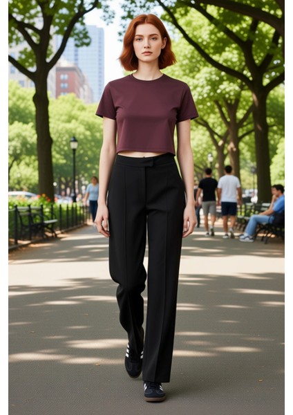 Kadın Düz Kesim Yüksek Bel Pantolon Fonksiyonel Dayanıklı Kaliteli Konforlu Estetik Modern modelleri