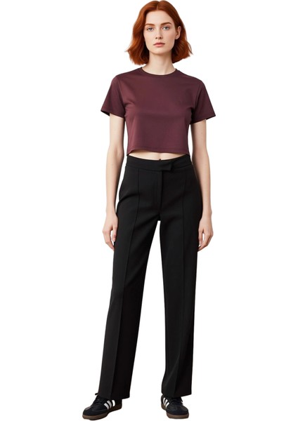 Kadın Düz Kesim Yüksek Bel Pantolon Fonksiyonel Dayanıklı Kaliteli Konforlu Estetik Modern fırsatları