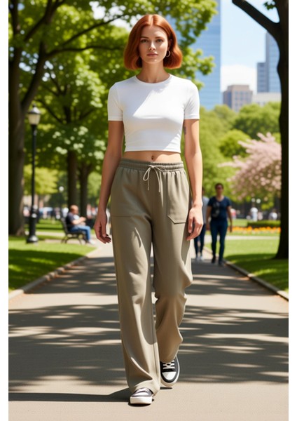 Kadın Düz Kesim Yüksek Bel Gabardin Jogger Pantolon Fonksiyonel Dayanıklı Kaliteli Estetik fiyatları