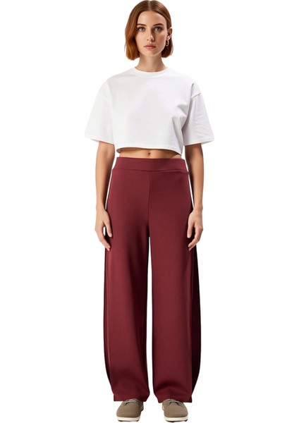 Kadın Yüksek Bel Esnek Geniş Paça Pantolon Fonksiyonel Dayanıklı Kaliteli Konforlu Estetik fırsatları