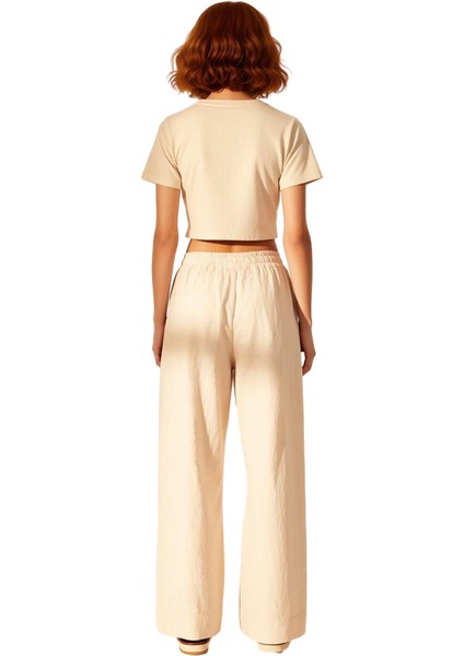 Kadın Yüksek Bel Bol Paça Keten Pantolon Fonksiyonel Dayanıklı Kaliteli Konforlu Estetik Şık indirimleri