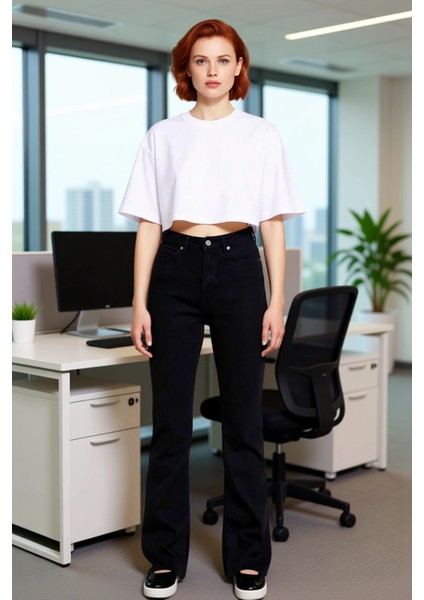 Kadın Yüksek Bel Flare Jean Pantolon Günlük Kullanım Için Fonksiyonel Dayanıklı Kaliteli Şık fiyatları