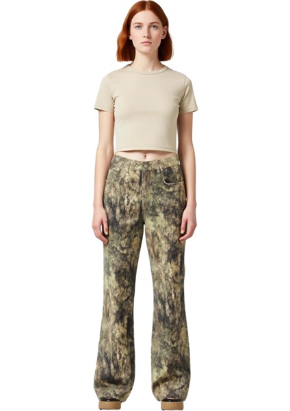 Genç Kadın Çok Renkli Desenli Yüksek Bel Geniş Bacak Jean Fonksiyonel Dayanıklı Kaliteli Şık fırsatları