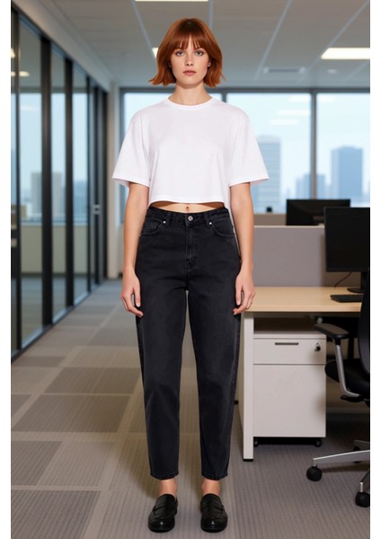 Kadın Açık Yüksek Bel Dar Paça Mom Jean Pantolon Fonksiyonel Dayanıklı Kaliteli Konforlu Şık fiyatları