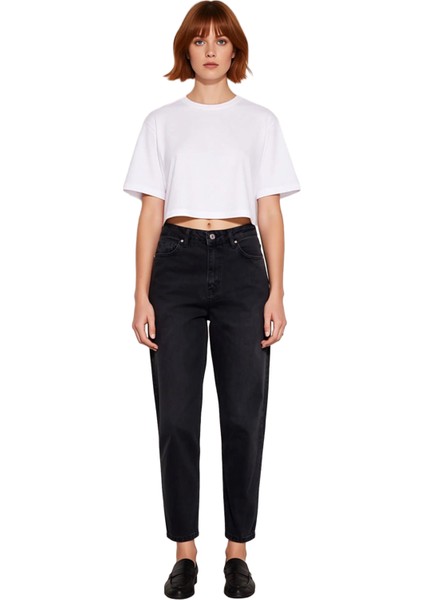 Kadın Açık Yüksek Bel Dar Paça Mom Jean Pantolon Fonksiyonel Dayanıklı Kaliteli Konforlu Şık fırsatları