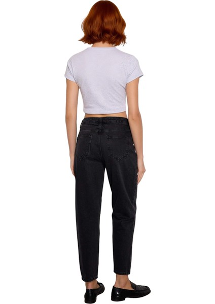 Kadın Açık Yüksek Bel Dar Paça Mom Jean Pantolon Fonksiyonel Dayanıklı Kaliteli Konforlu Şık indirimleri