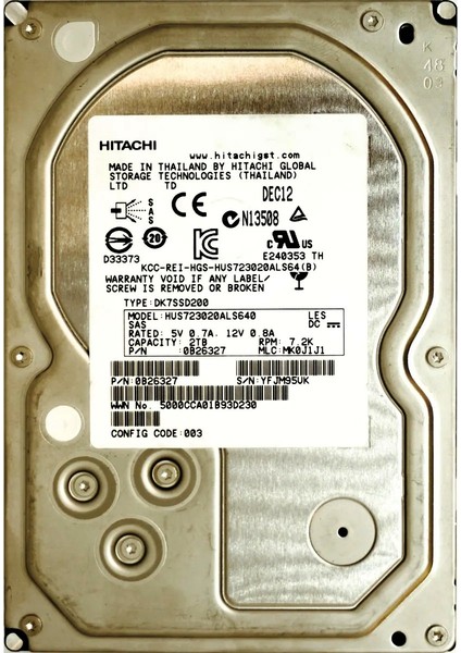 HUS723020ALS640 2tb Ultrastar 7K3000 Sas-2 (3.5") 6gbps 7.2k HDD Refrubıshed fiyatları