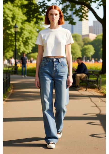 Kadın Yüksek Bel Wide Leg Palazzo Jean Fonksiyonel Dayanıklı Kaliteli Konforlu Estetik Şık fırsatları