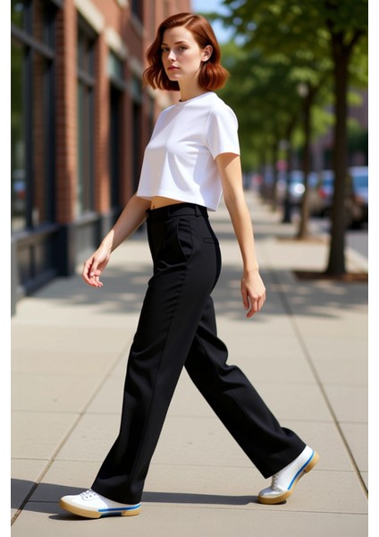 Kadın Düz Kesim Yüksek Bel Dokuma Pantolon Nervür Detaylı Fonksiyonel Dayanıklı Kaliteli Şık modelleri