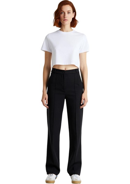 Kadın Düz Kesim Yüksek Bel Dokuma Pantolon Nervür Detaylı Fonksiyonel Dayanıklı Kaliteli Şık fırsatları