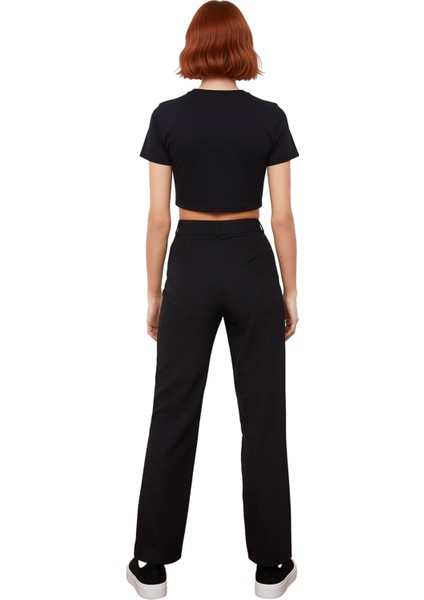 Kadın Düz Kesim Yüksek Bel Dokuma Pantolon Nervür Detaylı Fonksiyonel Dayanıklı Kaliteli Şık indirimleri