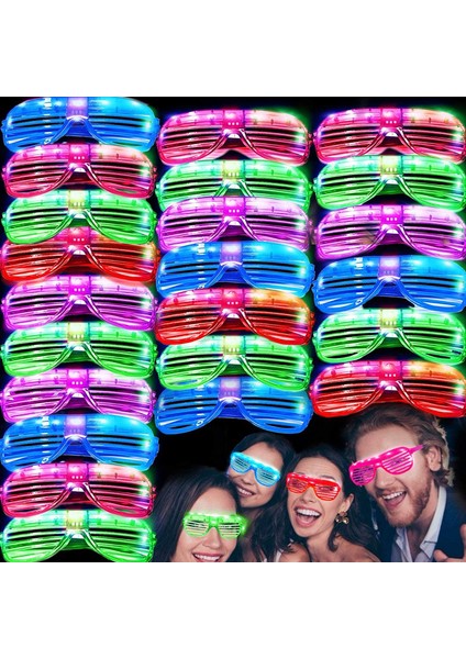 Led Işıklı Pilli Panjur Şekilli Rengarenk Yanıp Sönen Lüks Parti Gözlüğü Karışık 12 Adet fiyatları