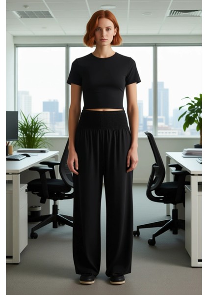 Kadin Viskoz Etnik Desenli Yüksek Bel Bol Kesim Pantolon Fonksiyonel Dayanıklı Kaliteli Şık