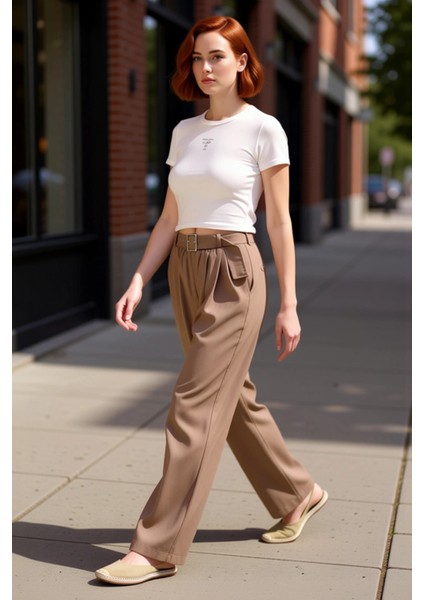 Kadın Düz Dokuma Wide Leg Pantolon Fonksiyonel Dayanıklı Kaliteli Konforlu Estetik Premium modelleri