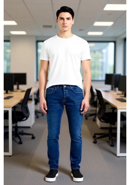 Erkek Slim Fit Denim Pantolon Esnek Kumaş Fonksiyonel Dayanıklı Kaliteli Konforlu Estetik Şık