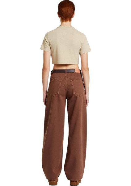 Kadın Düşük Bel Geniş Paça Kot Pantolon Kemerli Detaylı Fonksiyonel Dayanıklı Kaliteli Şık indirimleri