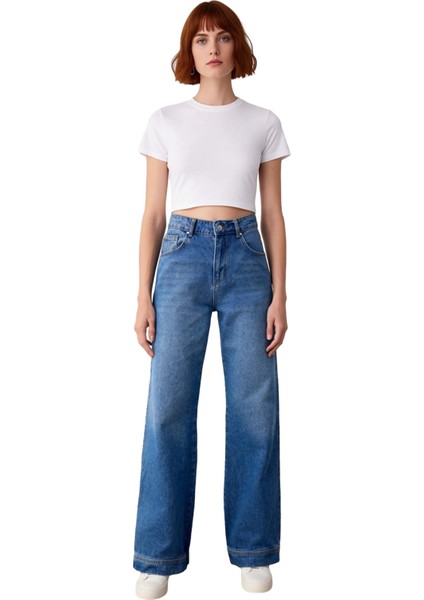 Kadın Geniş Paça Denim Pantolon Fonksiyonel Dayanıklı Kaliteli Konforlu Estetik Premium Şık fırsatları