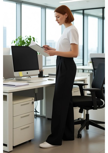 Kadın Straight Fit Dokuma Kumaş Pantolon Fonksiyonel Dayanıklı Kaliteli Konforlu Estetik Şık