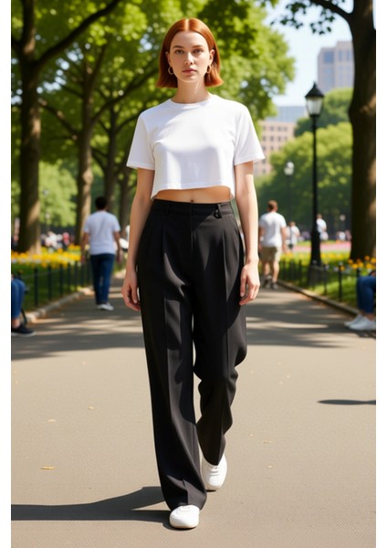 Kadın Straight Fit Dokuma Kumaş Pantolon Fonksiyonel Dayanıklı Kaliteli Konforlu Estetik Şık fiyatları