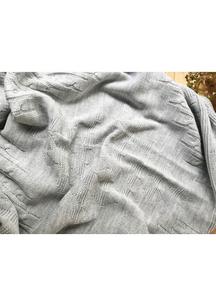 Triko Tek Kat Bebek Battaniye Gri 95×100 Cm-Zincir Desenli fiyatları