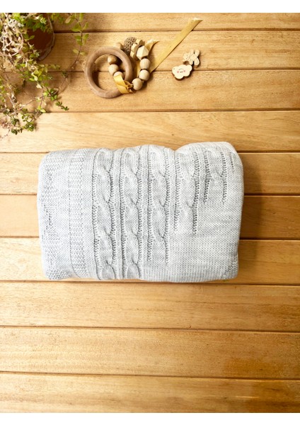 Triko Tek Kat Bebek Battaniye Gri 95×100 Cm-Zincir Desenli fırsatları