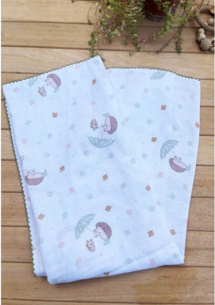 Tek Kat Kirpi Desenli %100 Pamuk Müslin Battaniye ve Örtü 85X80 cm fiyatları