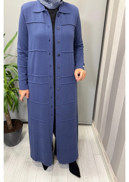 Gömlek Yaka Uzun Triko Hırka Indigo T25PF-9002 fırsatları