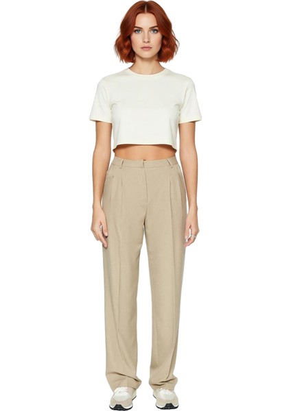 Kadın Straight Fit Dokuma Kumaş Pantolon Fonksiyonel Dayanıklı Kaliteli Konforlu Estetik Şık fırsatları