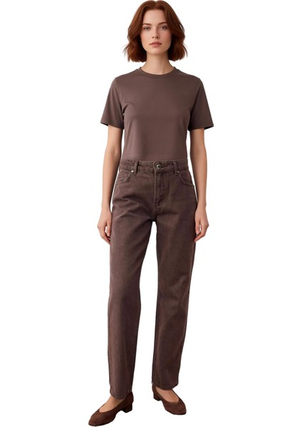 Kadın Vintage Yüksek Bel Düz Paça Denim Pantolon Fonksiyonel Dayanıklı Kaliteli Konforlu Şık fırsatları