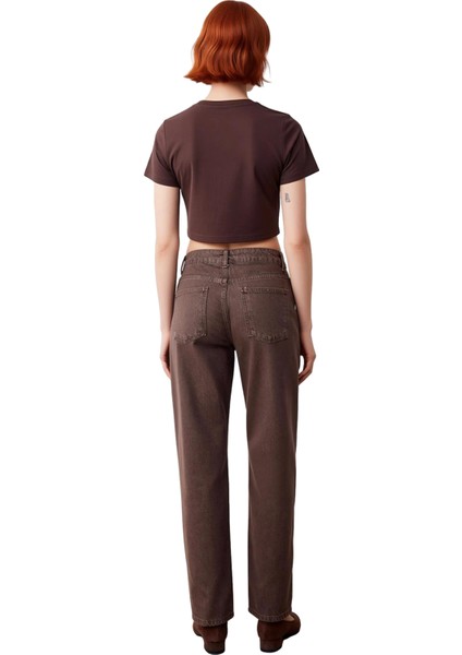 Kadın Vintage Yüksek Bel Düz Paça Denim Pantolon Fonksiyonel Dayanıklı Kaliteli Konforlu Şık indirimleri