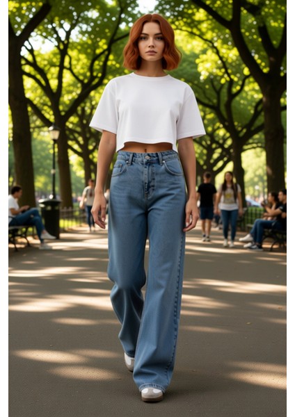 Kadın Wide Leg Yüksek Bel Denim Pantolon Fonksiyonel Dayanıklı Kaliteli Konforlu Estetik Şık fırsatları