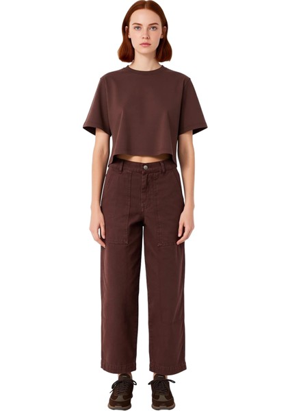 Kadın Yüksek Bel Geniş Paça Cep Detaylı Pantolon Fonksiyonel Dayanıklı Kaliteli Konforlu Şık fırsatları