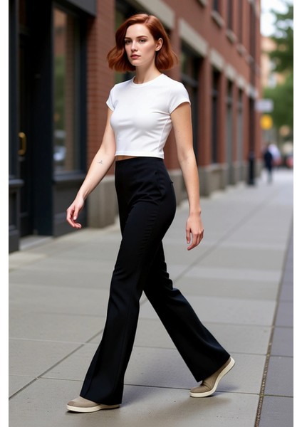 Kadın Nervür Detaylı Flare Pantolon Fonksiyonel Dayanıklı Kaliteli Konforlu Estetik Modern modelleri