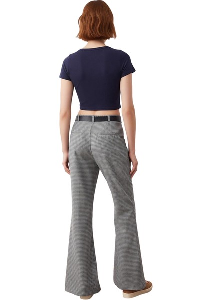 Kadın Çok Renkli Ekose Desenli Yüksek Bel Flare Pantolon Fonksiyonel Dayanıklı Kaliteli Şık indirimleri