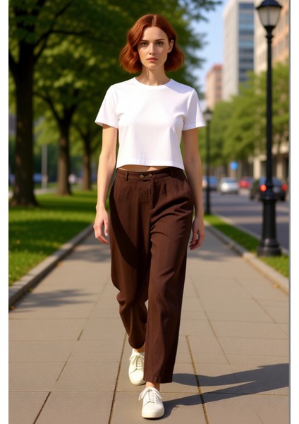 Kadın Keten Pantolon Yüksek Bel Geniş Paça Kemer Detaylı Fonksiyonel Dayanıklı Kaliteli Şık fiyatları